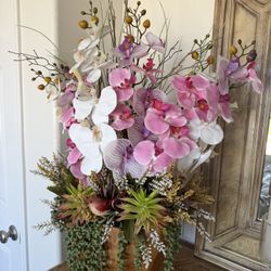 Orchid Artificial Silk Flower Plant Arrangement Indoors