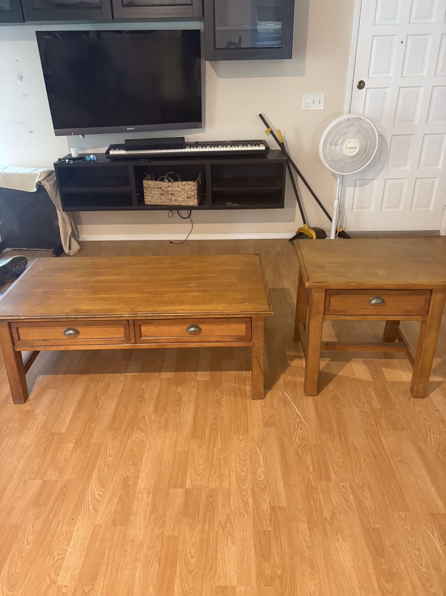 Real Wood Coffee Table + Side Table