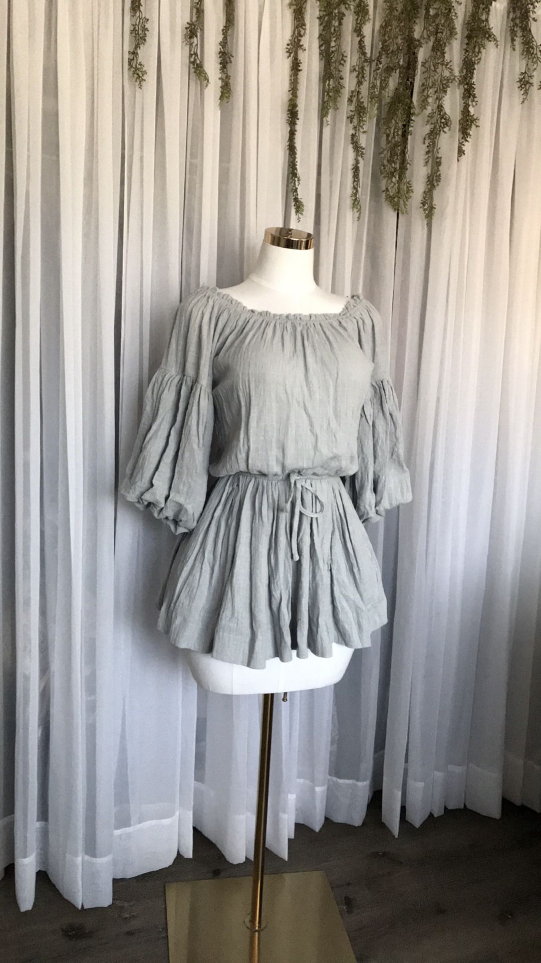 Powder Blue Cinched Mini Dress With Pockets Size S And M
