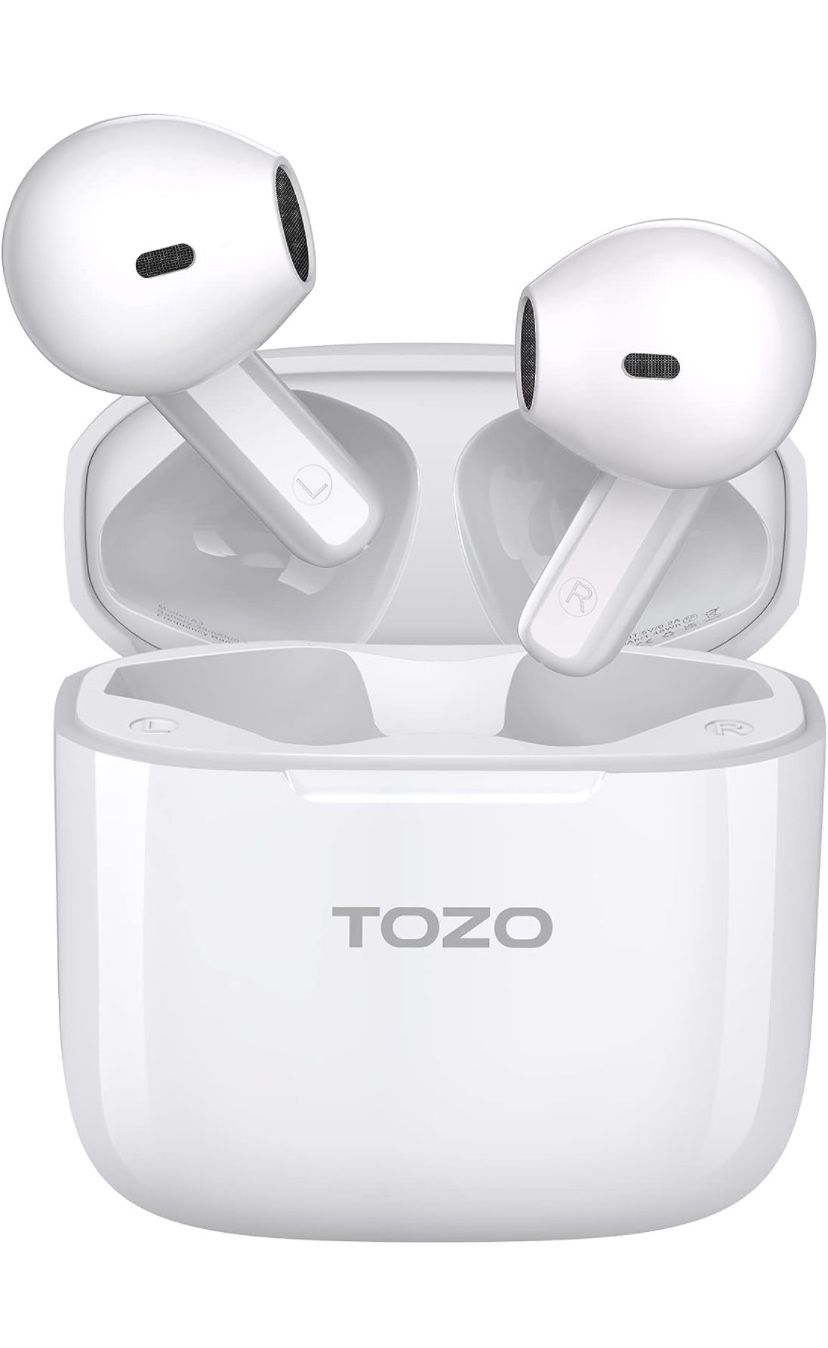 TOZO A3 2023 Upgraded Wireless Earbuds Bluetooth 5.3 Half in-Ear Lightweight Headsets with Digital Call Noise Reduction, Reset Button Hall Detection,P