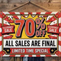 70% OFF EVERYTHING ONLY 3 DAYS LEFT UNTIL CLOSING