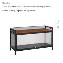2-Tier Metal Black 31.5" Microwave Rack Storage Cabinet