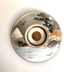 Vintage Antique Hand Painted Japanese Kutani Bowl Lid