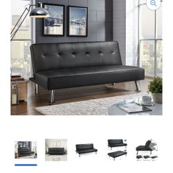 Futón Couch black Leather 