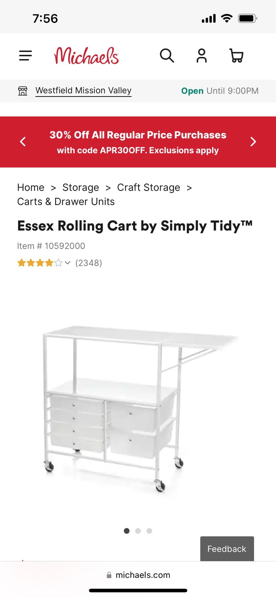 Michaels Rolling Cart/Desk/Organizer