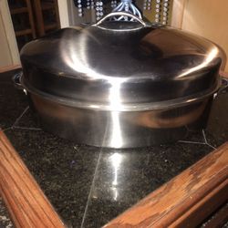 Oval Stainless Steel Roaster  With Lid