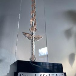 2024 South Korea • Sword of Saint Michael • 2.5 oz Pure Silver Bar (.999 Fine) + Display Case • Pink Rose Gold Gilded • Limited Mintage 500