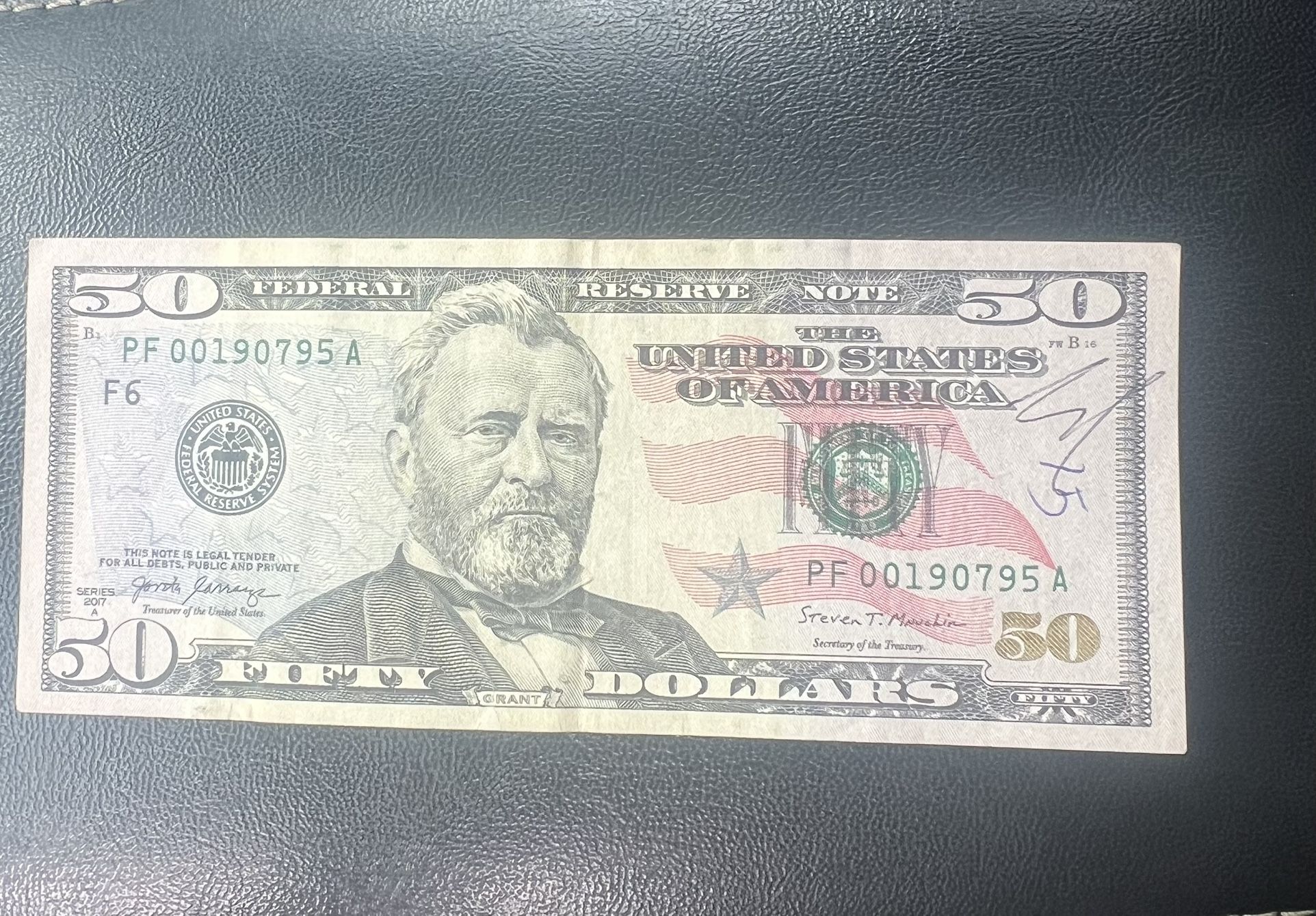 50 dollar bill birthday note 1907/9/5