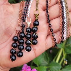 One Black Onyx Crystal Necklace 