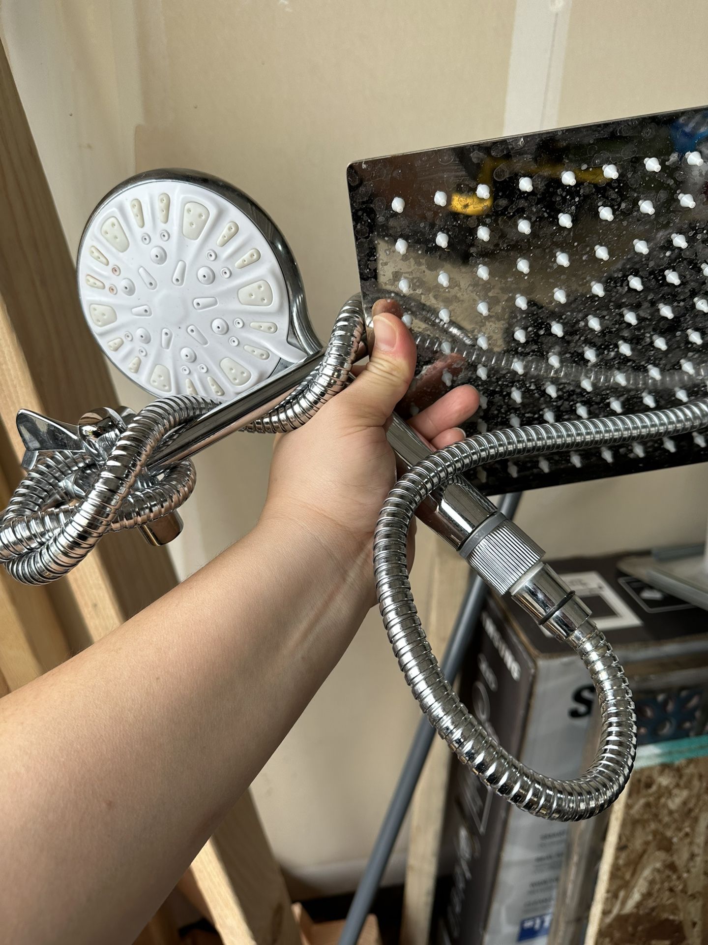 Almost New Rainfall Shower Head With Spray Attachment