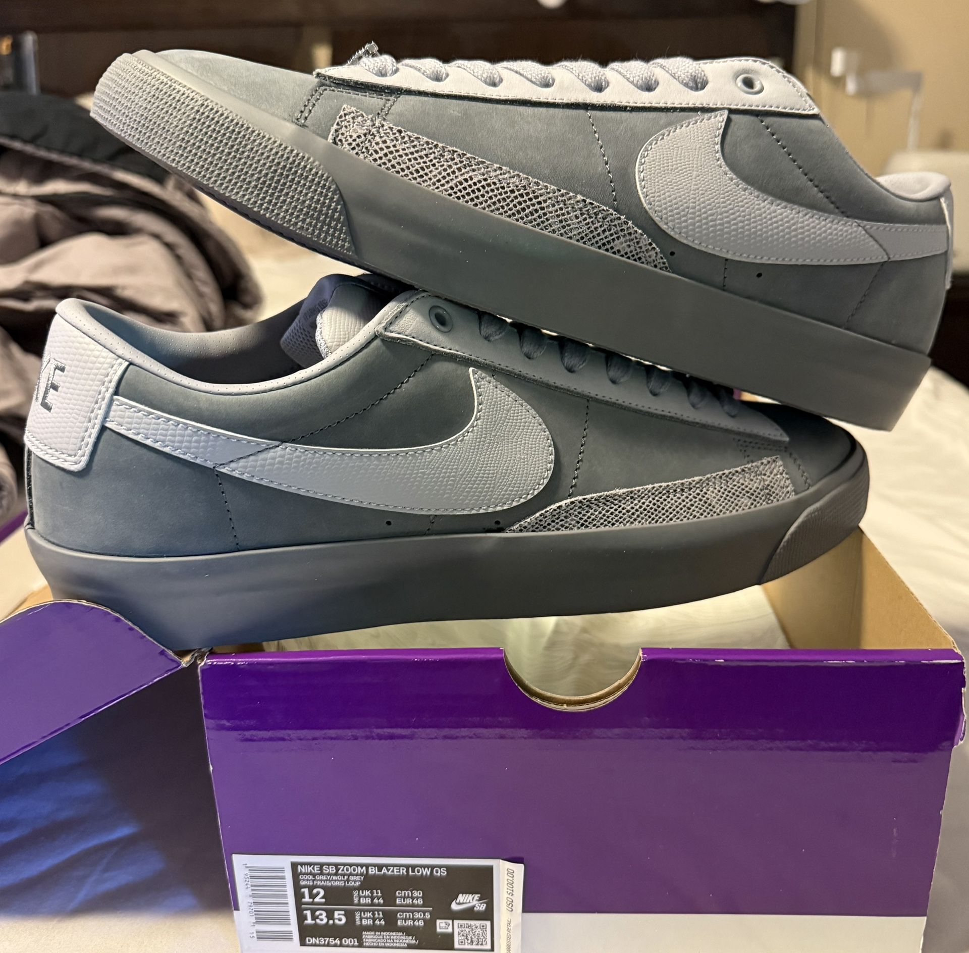 Nike SB Zoom Blazer Low QS FPAR - Cool/Wolf Grey - Sz 12M - Brand New OG All - $130