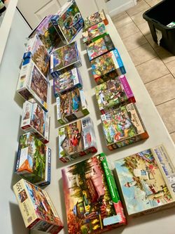 20 puzzle all Complete, Large Lot of Assorted Jigsaw Puzzles - Ravensburger, Springbok & More!