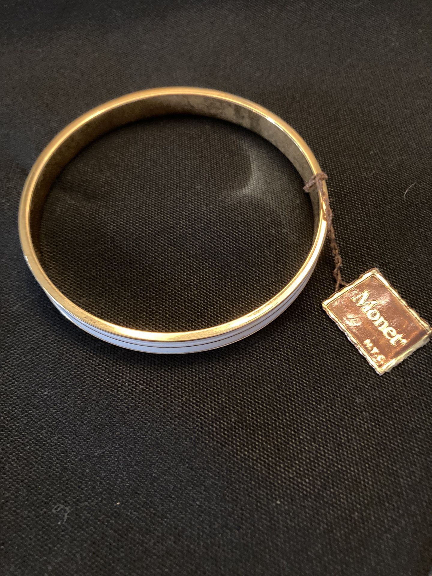 Monet Gold & White Enamel Bangle Bracelet