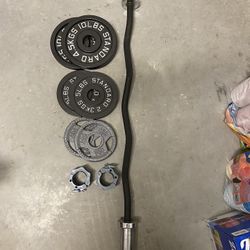 Curl Bar 35lb Iron Plate Set