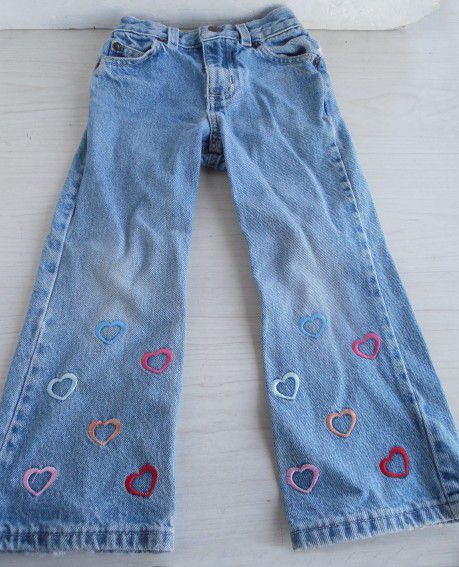 2 Pair Girls Embroidered Jeans Sz 4 & And 1 Pair Of Purple Elastic Waist Corduroy Pants Sz 4 for Sale in Cincinnati, OH - OfferUp