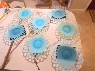 Vintage Blue Satin Westmoreland plates- 13"