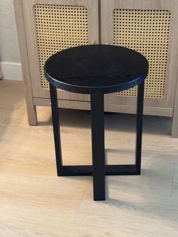 Tall Solid Wood Round End Table Drum Side Table