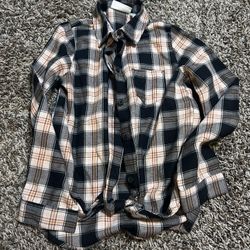 Girl’s the children’s place black and pink plaid button up shirt. Size 7/8