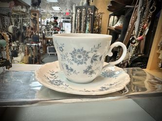 Bavarian Blue W Germany Christina Porcelain Tea Cup & Saucer Set Flower Pattern