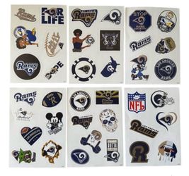 Los Angeles Rams NFL Sticker Lot 38 Decals 6 Sheets Football 2-2.5” New