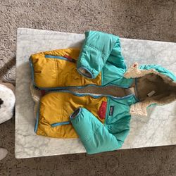 Patagonia reversible Toddler Kids Tribbles hoodie Puffer Fleece Jacket 5T