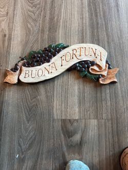 Buona Fortuna Carved Wood Wall Sign