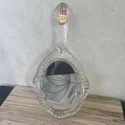 RARE Vintage Cut Crystal Hand Mirror. Anna Hutte. Bleikristall Lead bCrystal. Made in Germany.
