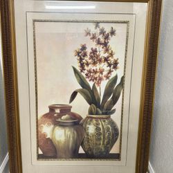Large Framed Floral Vase Still Life – Traditional Botanical Wall Art (33x45)