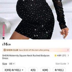 Shein Maternity Dress Black Sequin Size XL 