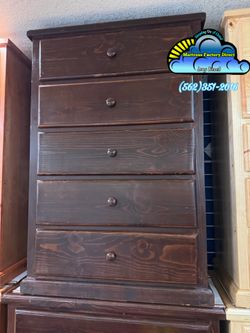 Brown pinewood five drawer dresser new chest cajonera Comoda
