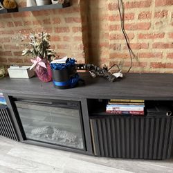 65” Tv Stand With Electric Fire pit 