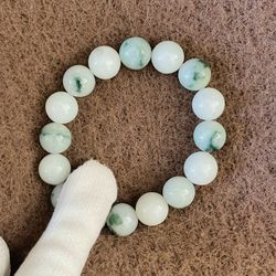 Premium Grade AAA Burmese Jade Jadeite Bead Bracelet Green flower, Antique Gemstone Jewelry