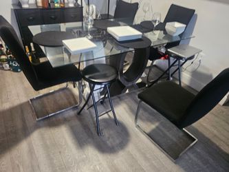 Glass Top Dining Table with Chairs