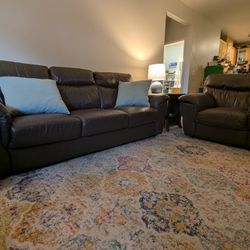 Leather Sofa and Chair