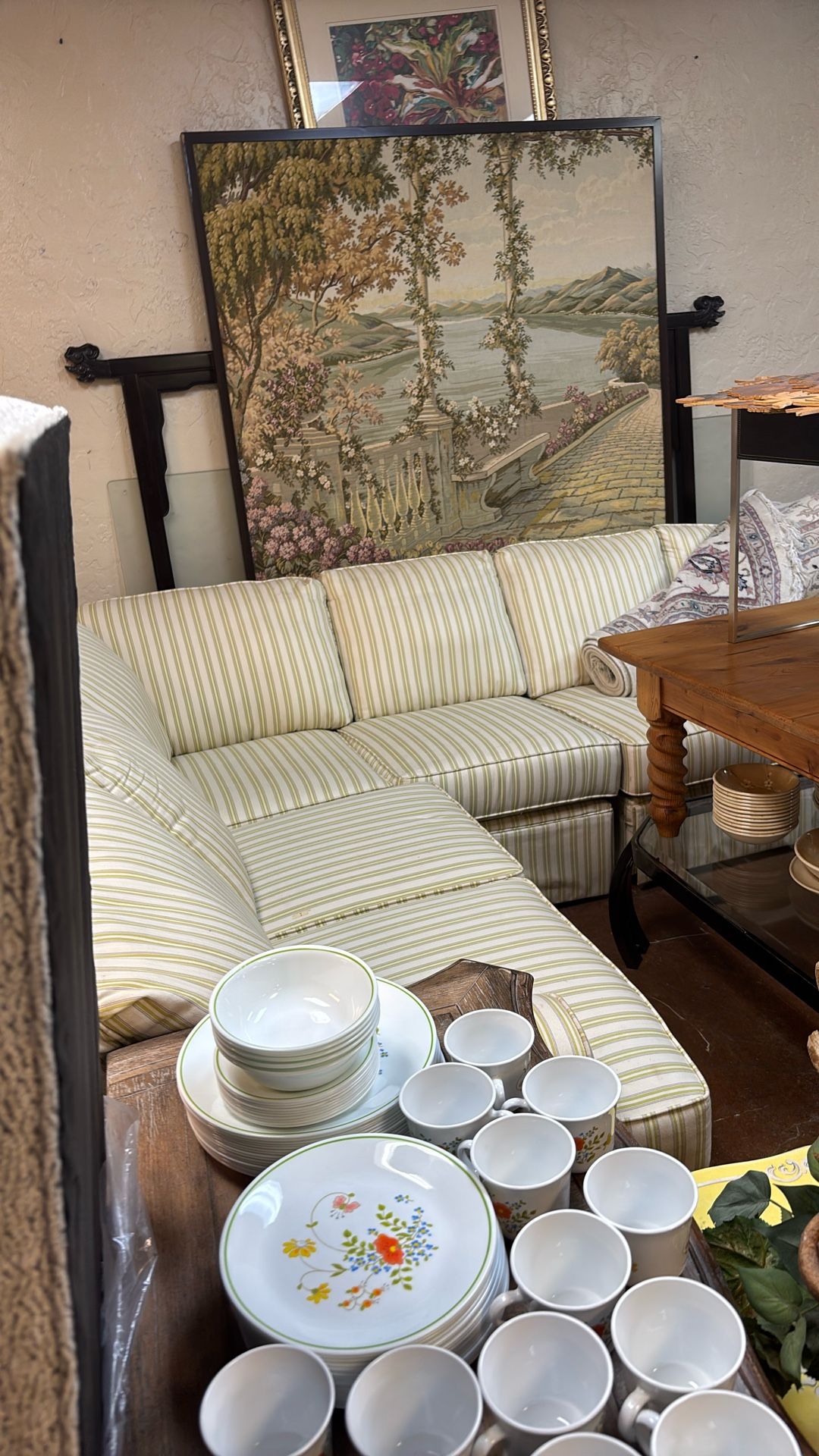 White And Green Sectional