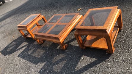 3 ‏ piece set tables ‏sold wood great condition