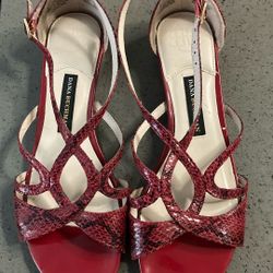 Dana Buchman , Red Snakeskin Sling back Sandals, 8M