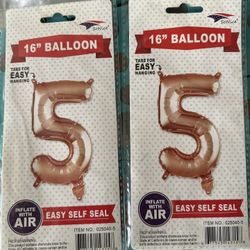Number 55 Gold Rose 16” Balloons