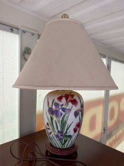 Floral Ceramic Table Lamp with Shade