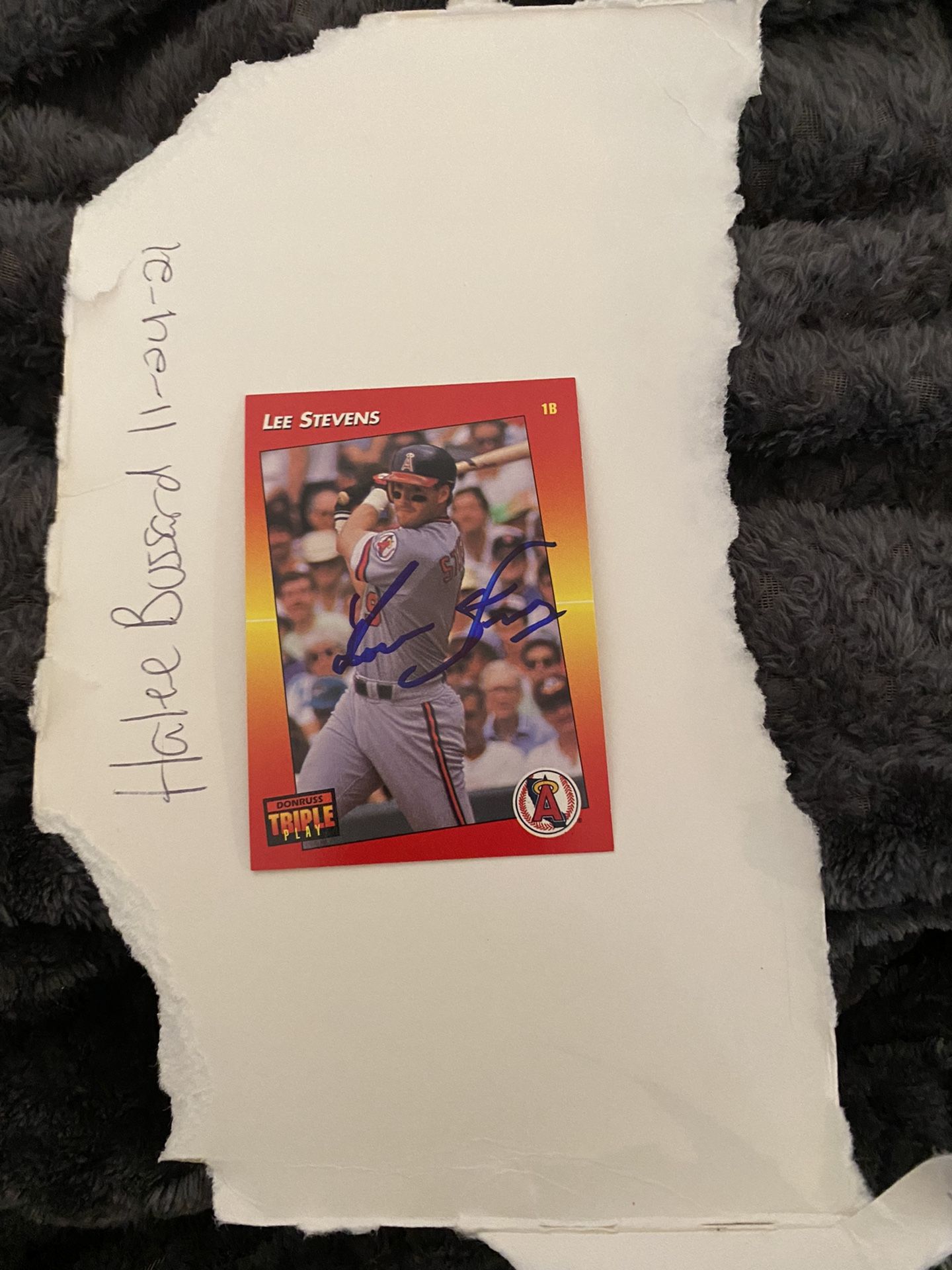 Autographed Lee Stevens 119 Baseball Card