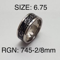 Stainless Steel Ring Band For Men & Women: Size-6.75/RGN-745-2