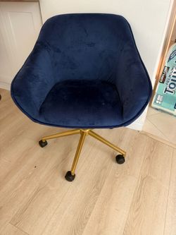 Navy Blue Velvet Children’s Desk Chair with Gold Base – $65 OBO 💙