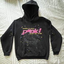 SP5DER Pink Hoodie ‘Black’ Men Size L