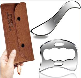 BYYDDIY - 2 in 1 Stainless Steel Muscle Scraper Tools Set Gua Sha Massage Scraper Scraping Tool