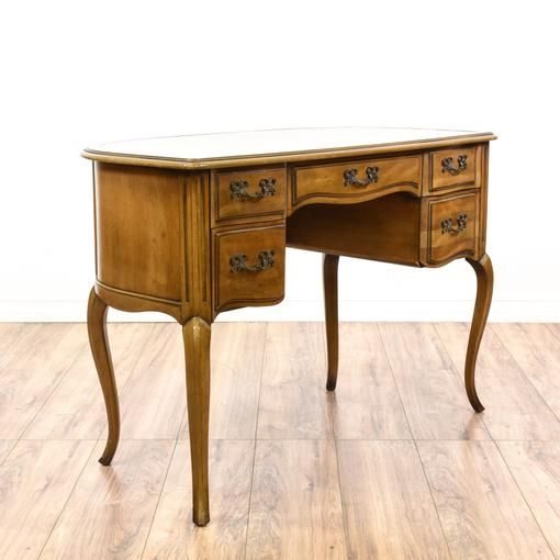 "Sligh" French Provincial Green Leather Top Desk