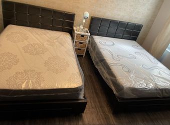 NEW BED FRAME FULL SIZE WITH MATTRESS AND BOX SPRING