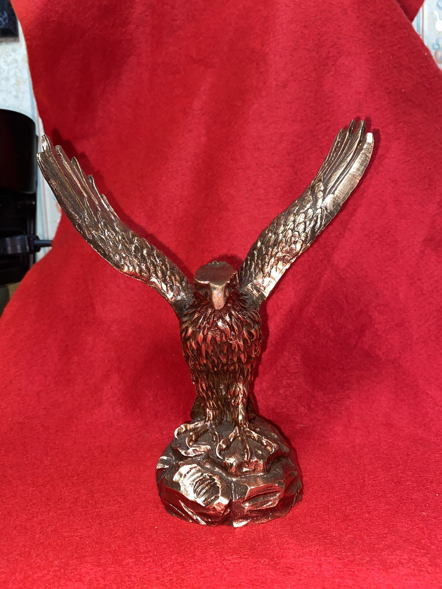 Vintage 8 Inch Copper Plated Alabaster Greek Eagle Statue Imported From Greece