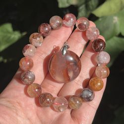 Fire Quartz Bracelet Pendant Set 