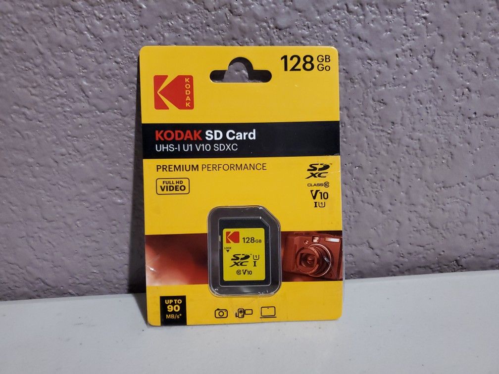Kodak SDXC Card 128GB uhs-i U1 V10 Premium Up To 85 Mpbs Read Speed
