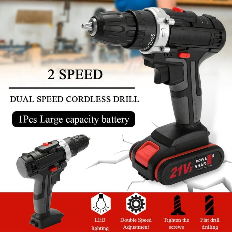 21V Cordless Drill and Impact Driver 1300mAh Wireless Rechargeable Hand Drills for Home DIY and Outdoor Carrying